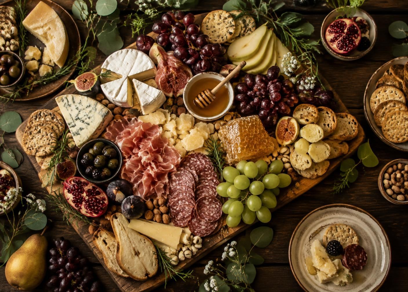 A thoughtfully arranged grazing table made for guests to gather around